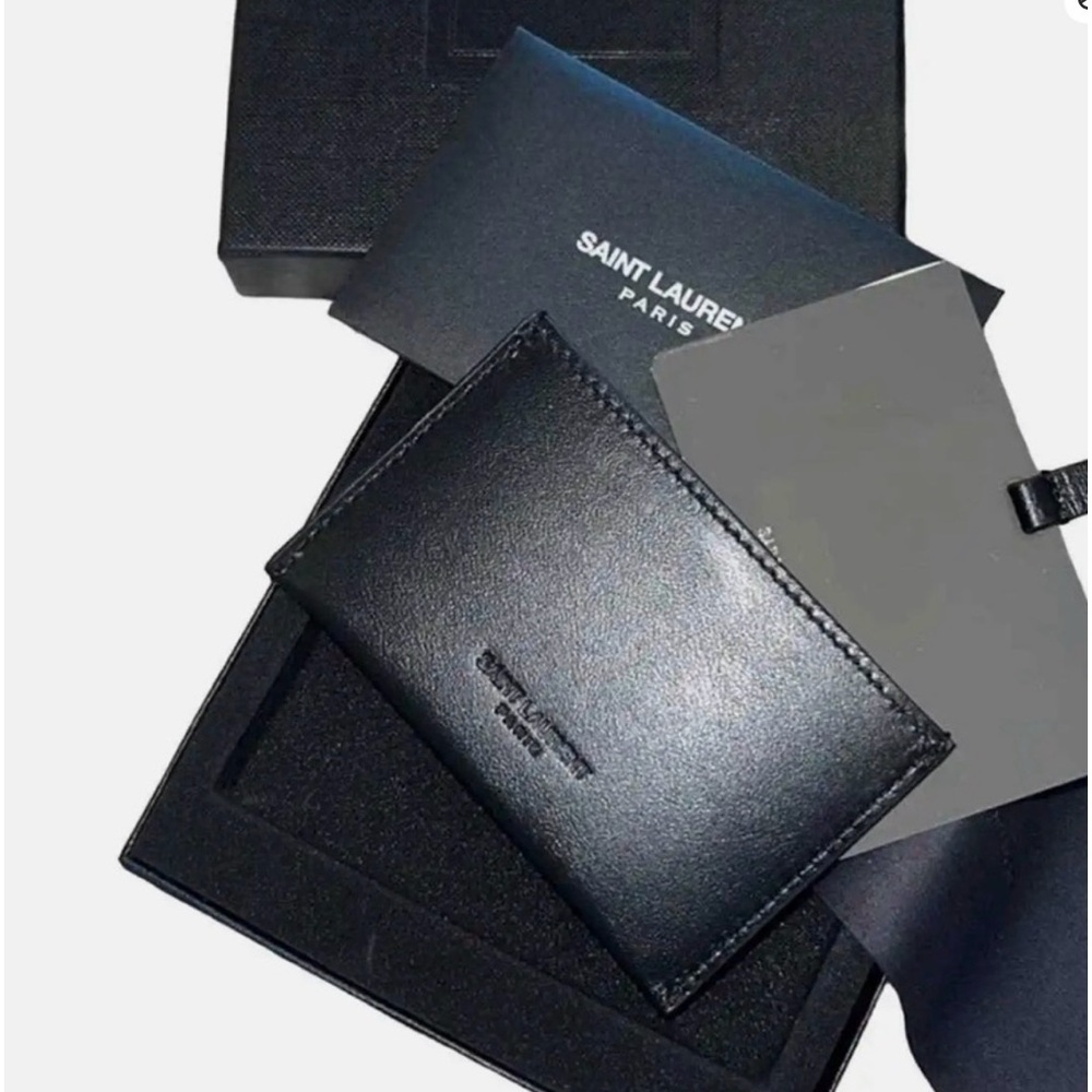 Saint Laurent Elegant Black Card Holder with mirror